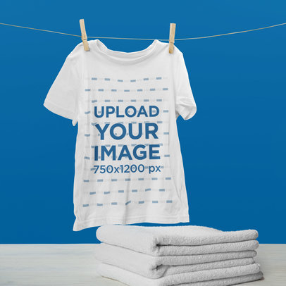 Mockup of a Hanging T-Shirt by Some Folded Towels 46150-r-el2