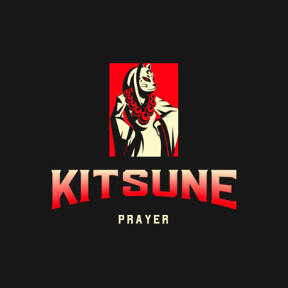 Naruto-Inspired Logo Template Featuring a Character with a Kitsune Mask 4373g