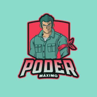 Gaming Logo Template Featuring a Character Inspired by The Red Ribbon Army