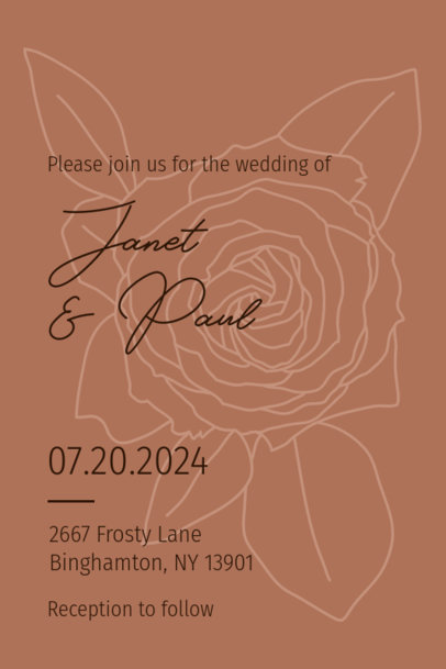 Rose-Themed Invitation Card Template for a Wedding