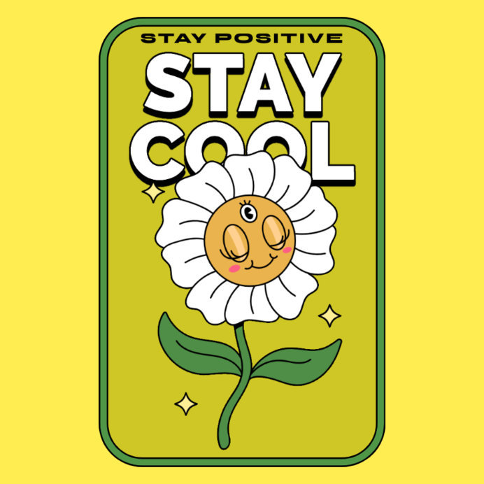 Placeit cartoonish sticker design maker featuring a retro flower graphic