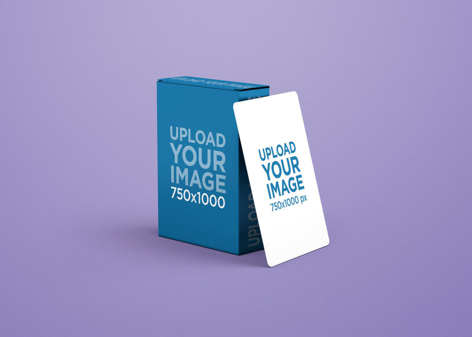 Placeit Playing Card Box Mockup Featuring a Playing Card and a