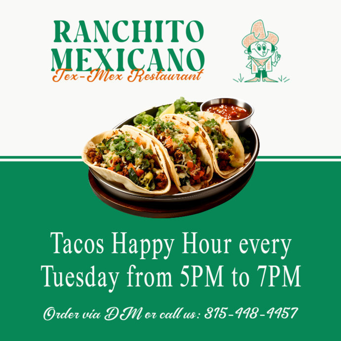 Placeit Instagram Post Template for a TexMex Restaurant with a Happy