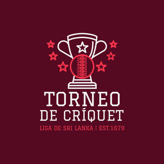 Placeit Cricket Tournament Logo Maker with a Trophy Graphic and Stars