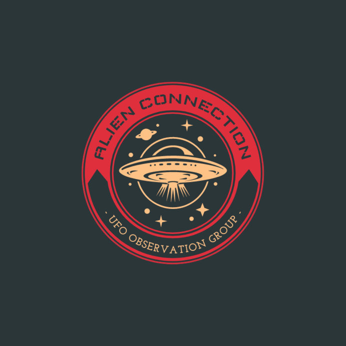 Placeit Alien Seeking Association Logo Generator Featuring a UFO