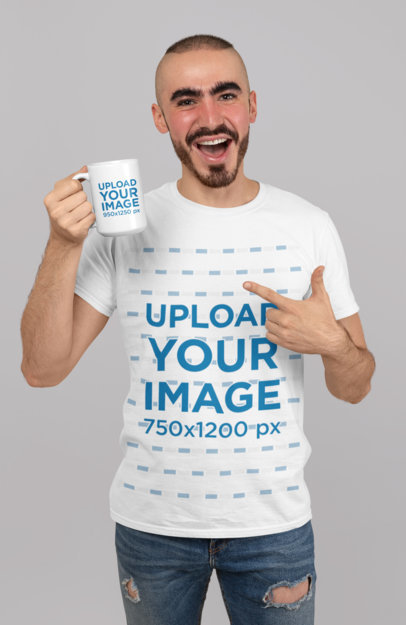 Download Placeit - Mockup of a Smiling Bearded Man with a T-Shirt ...