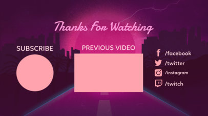Placeit Cool Neon Themed Youtube End Screen Template