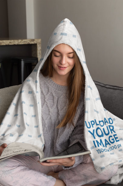 8592+ Hooded Blanket Mockup Psd