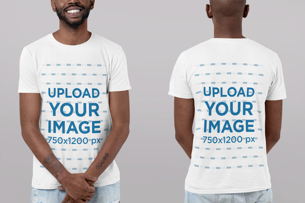 Placeit - Front and Back View Mockup of a Crewneck T-Shirt Against a