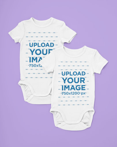 Mockup of Two Onesies Placed on a Flat Surface 29841
