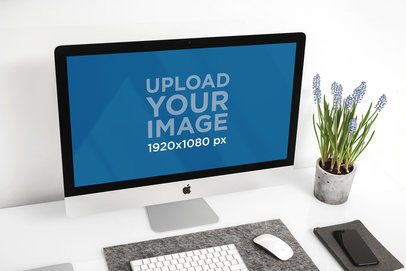 Mockup Featuring an iMac Against a White Wall 2144-el
