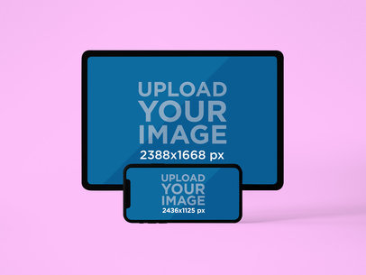 Mockup of an iPad Pro and an iPhone 11 Pro in Landscape Position at a Studio 2035-el1
