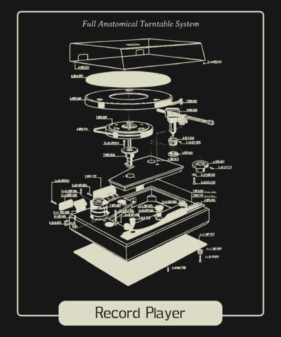 Placeit T Shirt Design Template Featuring A Retro Electronics Parts Diagram