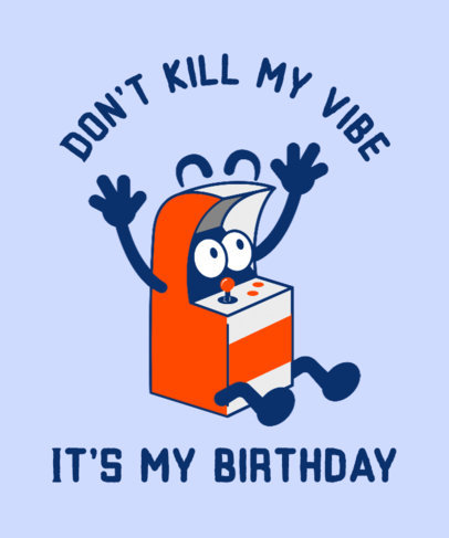 T-Shirt Design Template Featuring a Retro Arcade Machine 2225A