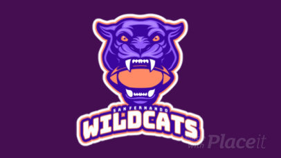 Animated Sports Logo Maker Featuring a Wildcat with a Football Ball in its Mouth a245xx-2936