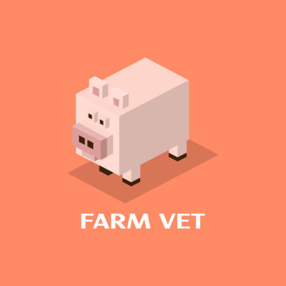 Farm Vet Logo Maker with an Isometric Pig Clipart 921a-el1