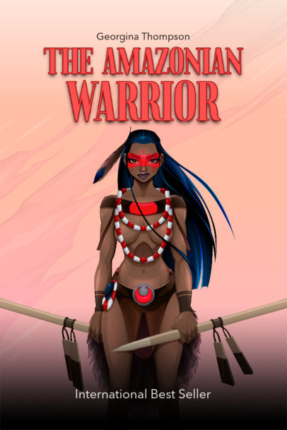 Fantasy-Genre Book Cover Maker with a Female Warrior Illustration 499a-el1