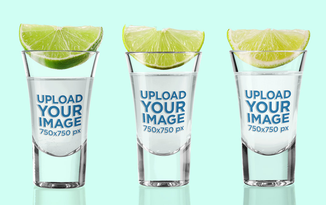 Placeit - Mockup of Three Shot Glasses with Limes on Them