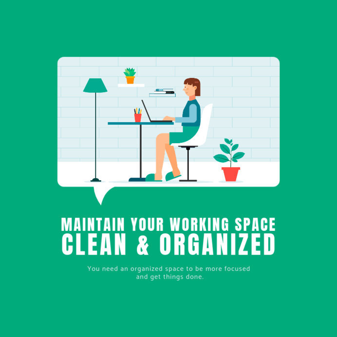 Placeit Illustrated Instagram Post Generator Featuring Home Office Advice