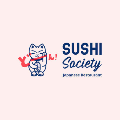 Logo Creator for a Sushi Restaurant Featuring a Lucky Cat Clipart 3696c