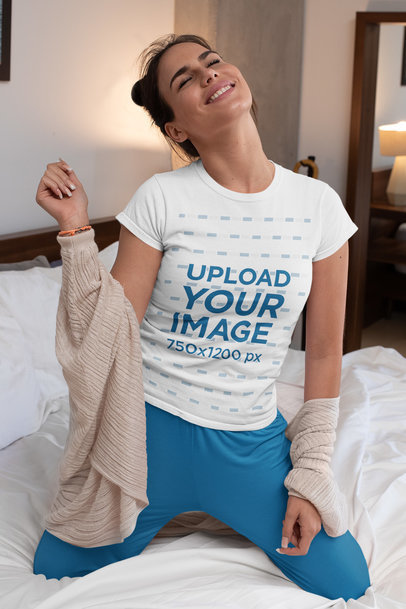 Download Placeit - T-Shirt Mockup of a Couple Hanging Out in Their PJs