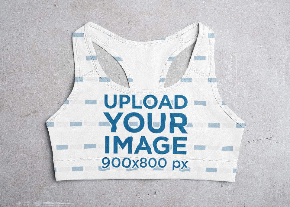 Placeit Mockup of a Flat Sports Bra on a Grey Surface