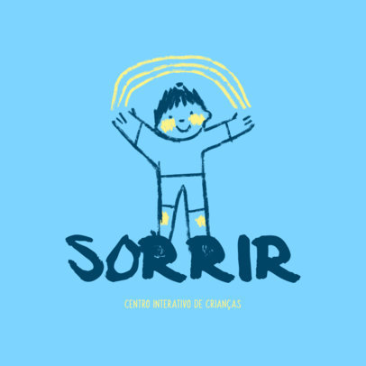 Daycare Logo Template Featuring a Crayon-Like Illustration of a Kid 4253h